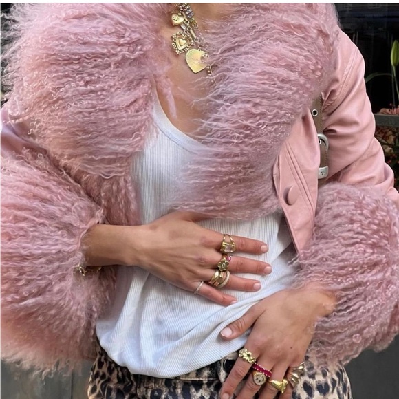 FREE PEOPLE NWT CHAROLETTE SIMONE CROPPED PENNY FAUX LEATHER JACKET 🦋 - Picture 9 of 16